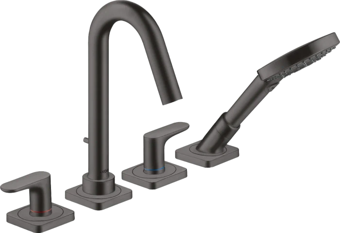 Hansgrohe Axor Citterio M 4-Loch Wannenrandarmatur mit Hebelgriffen und Rosetten brushed black chrome