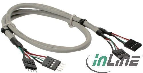 InLine USB 2.0 Pinheader Pfostenstecker/Pfostenbuchse Verlängerung, 0.6m, bulk