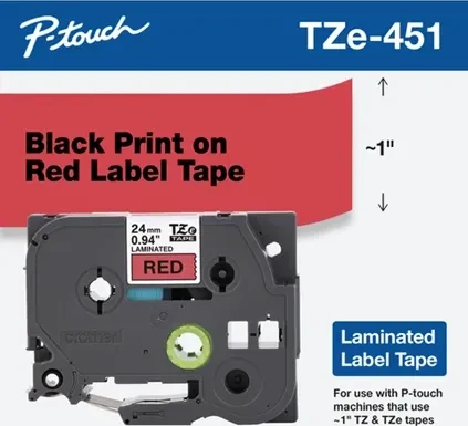 Brother TZe-451 Beschriftungsband, 24mm, schwarz/rot