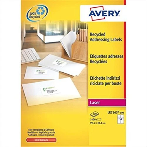 Avery-Zweckform Versandetiketten Recycling, 199x143.5mm, weiß, 200 Blatt (400 Etiketten)