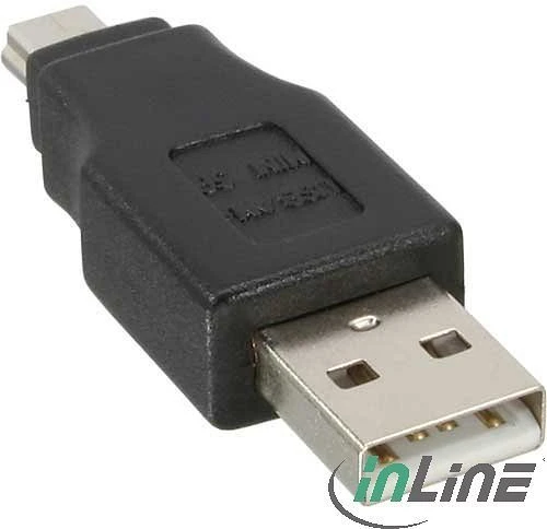 InLine USB 2.0 Adapter, Stecker A auf Mini 5-pol Stecker