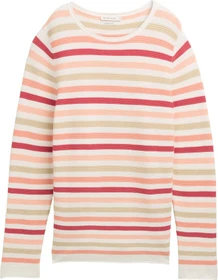 Tom Tailor Rundhalsausschnitt Strickpullover peachy knit stripe design (Damen)