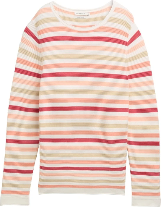 Tom Tailor Rundhalsausschnitt Strickpullover peachy knit stripe design (Damen)