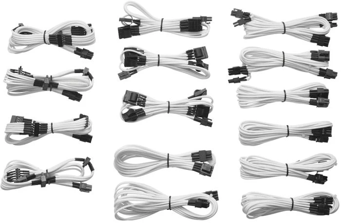 Corsair AX/AXi/CXM/HX/TX-M Sleeved Modular Upgrade-Kit Gen2, weiß