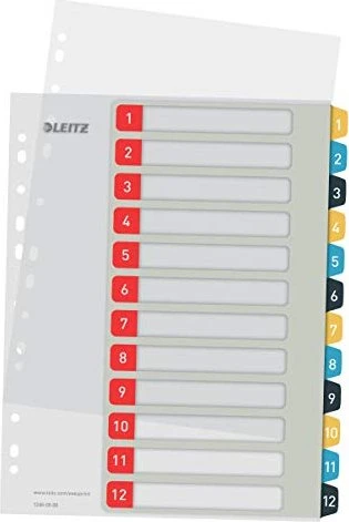 Leitz beschriftbares Zahlenregister A4, 1-12