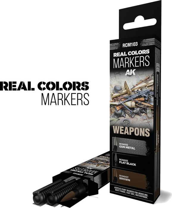 AK-Interactive Real Colors Markers Weapons Farbset, 3-tlg.