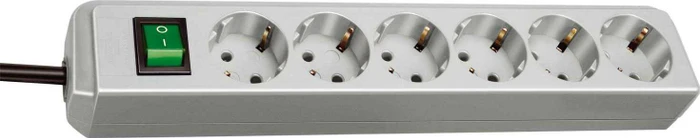 Brennenstuhl Eco-Line mit Schalter, 6-fach, 1.5m, grau