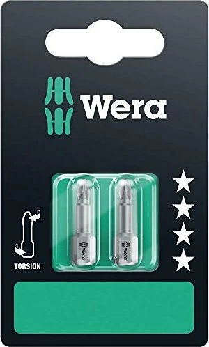 Wera 851/1 TZ SB Kreuzschlitz Bit 1/4", PH2x25mm, 2 Stück