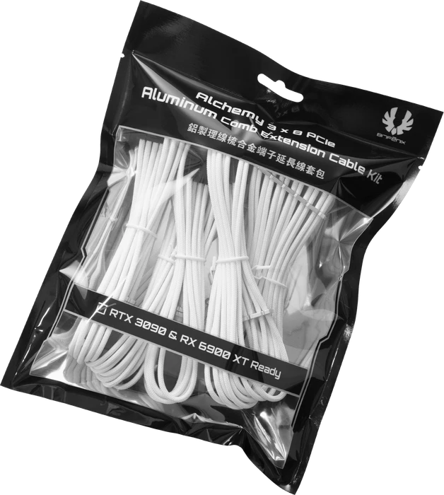 BitFenix Alchemy 3x 8-Pin PCIe Aluminum Comb Extensions Cable Kit, Verlängerungs-Kit für Netzteile, weiß