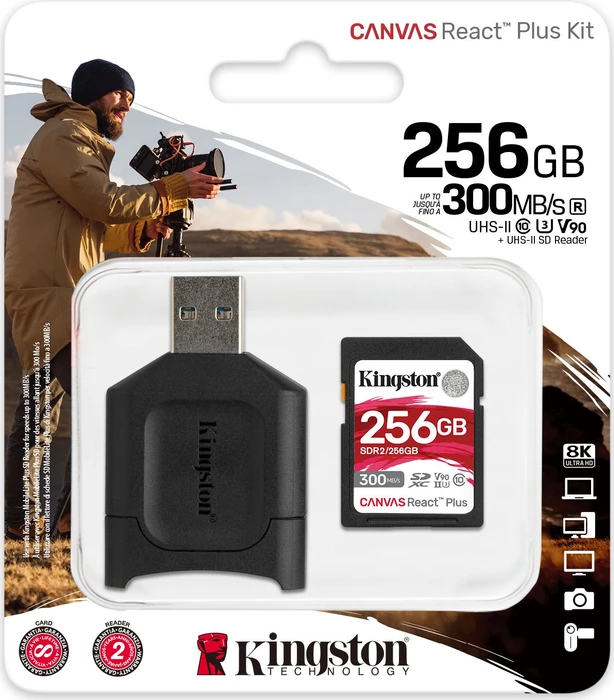 Kingston Canvas React Plus R300/W260 256GB Kit, UHS-II U3, Class 10
