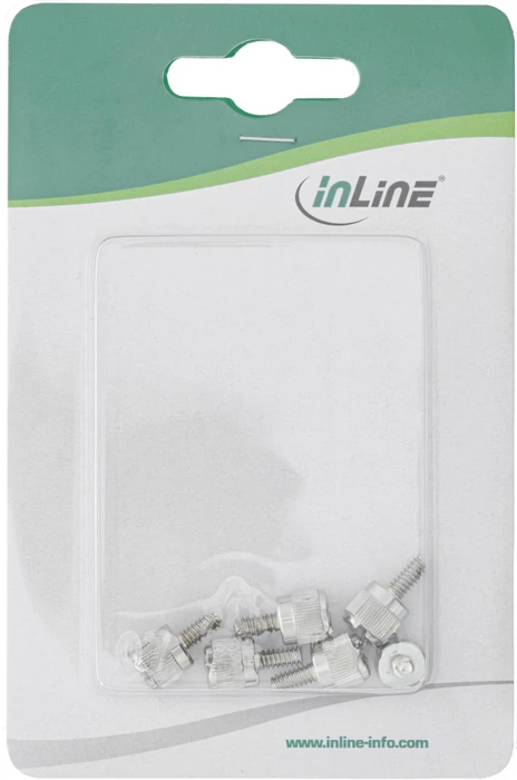 InLine Rändelschrauben für Gehäuse, silber, 6er-Pack