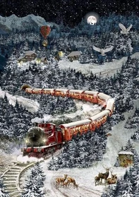 Coppenrath Weihnachtsexpress in Winterlandschaft Wand-Adventskalender im A4 Format