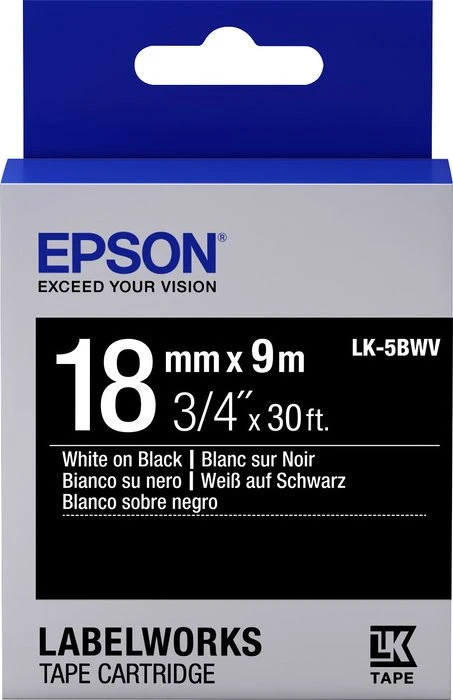 Epson LK-5BWV Beschriftungsband, 18mm, weiß/schwarz