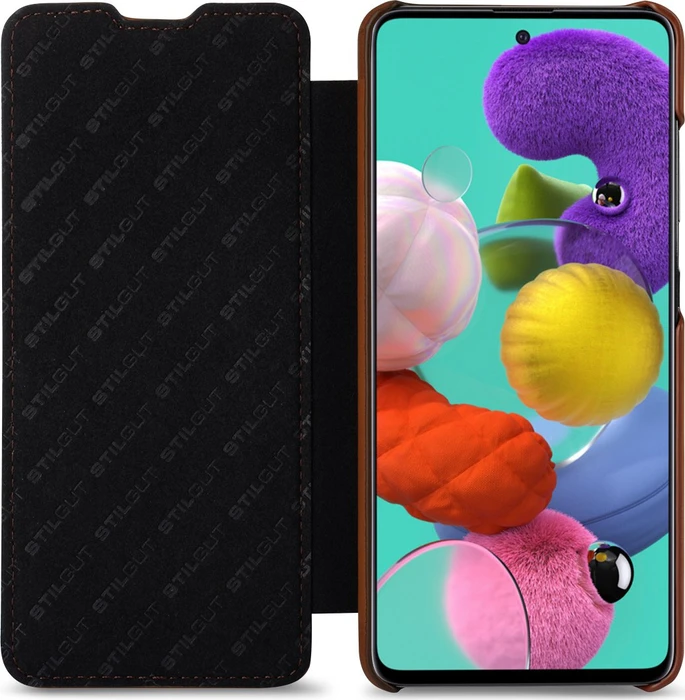 Stilgut Book Type Leather Case für Samsung Galaxy A51 braun