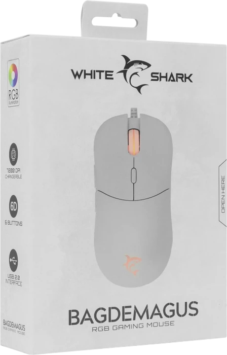 White Shark Bagdemagus White Gaming Mouse, weiß, USB