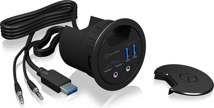 RaidSonic Icy Box IB-HUB1403B Tisch-Hub, 2x USB-C 3.0, 2x USB-A 3.0, USB-A 3.0 [Stecker]