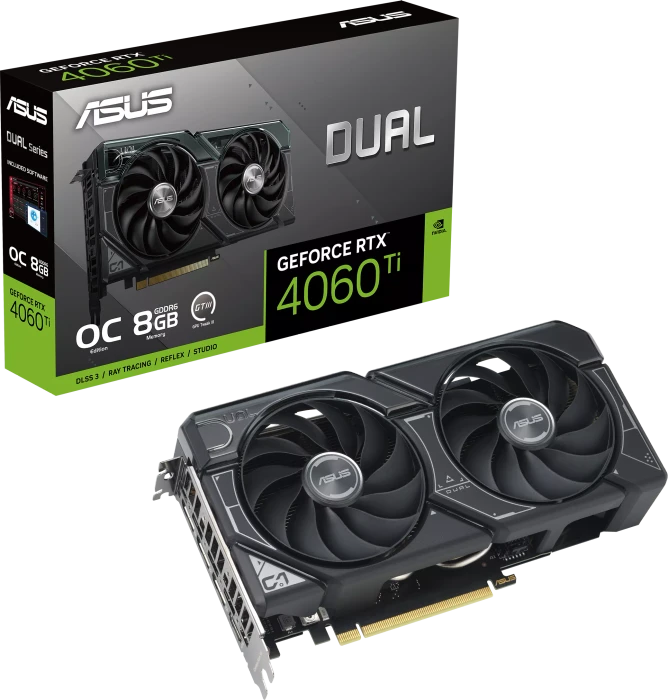 ASUS Dual GeForce RTX 4060 Ti EVO OC, DUAL-RTX4060TI-O8G-EVO, 8GB GDDR6, HDMI, 3x DP