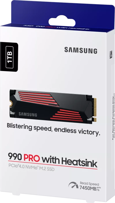 Samsung SSD 990 PRO 1TB, M.2 2280 / M-Key / PCIe 4.0 x4, Kühlkörper