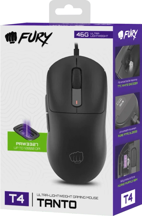 Natec Fury Tanto T4 Ultra-Lightweight Gaming Mouse schwarz, USB