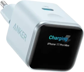 Anker Nano Ladegerät (45W, Smart Display) blau