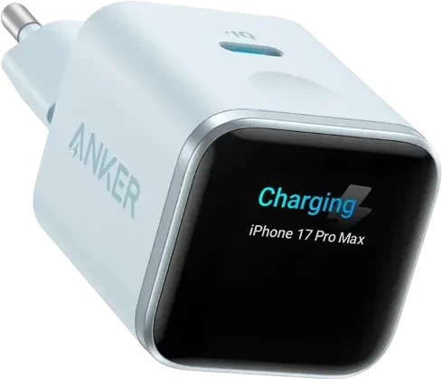 Anker Nano Ladegerät (45W, Smart Display) blau