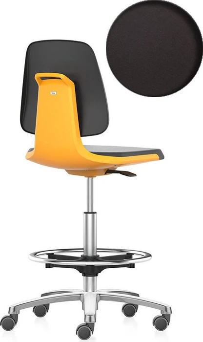 Bimos Labsit 4 Arbeitsdrehstuhl mit Sitz-Stopp-Rollen und Fußring, Integralschaum, orange