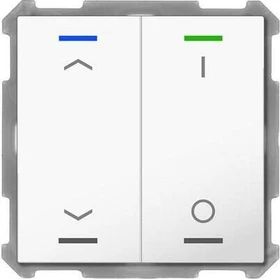 MDT Taster Light 63 2-fach studioweiß glänzend, Temperatursensor, Symbol Auf/Ab und I/O