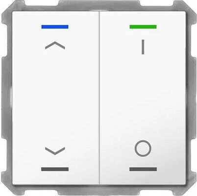 MDT Taster Light 63 2-fach studioweiß glänzend, Temperatursensor, Symbol Auf/Ab und I/O
