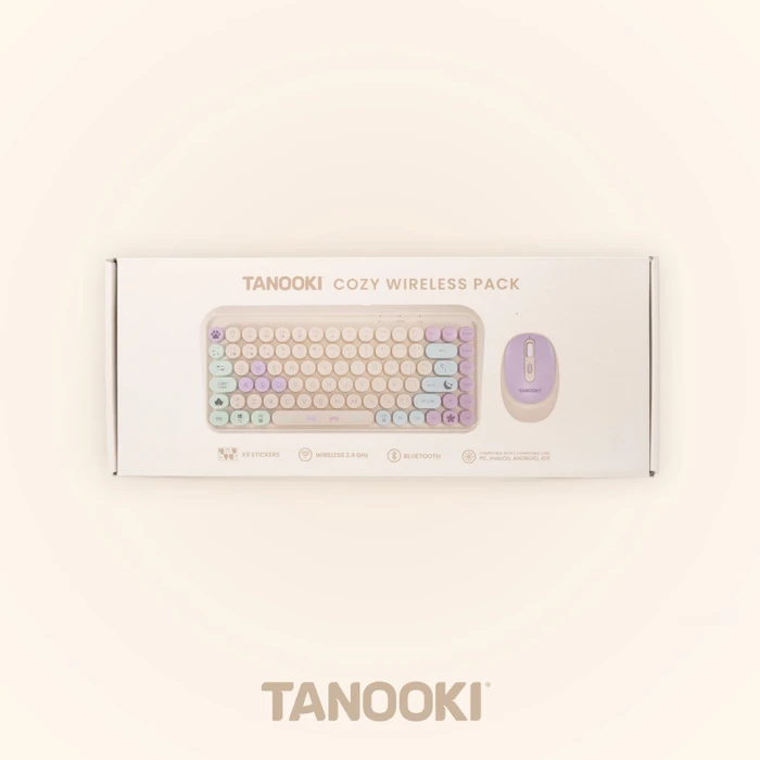 Blade Tanooki Cozy Wireless Pack Wireless Tastatur-Maus-Set, rosa, USB/Bluetooth, ES