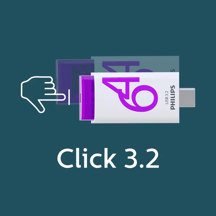 Philips Flash Drive Click Edition 64GB weiß/violett, USB-C, USB 3.2 Gen 1×1