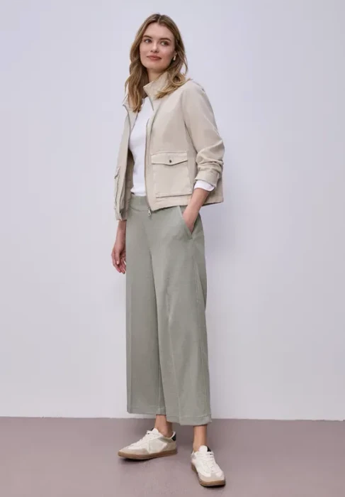 Street One High Waist Wide Leg im Casual Fit Hose dark mint green (Damen)