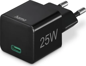 Hama Schnellladegerät USB-C PD/Qualcomm Mini-Ladegerät 25W schwarz