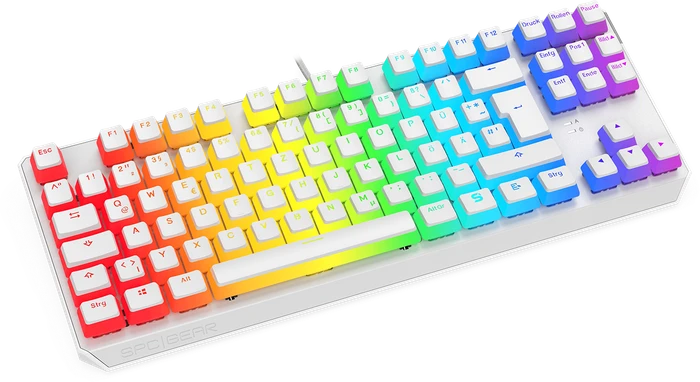 Endorfy SilentiumPC SPC Gear GK630K, PBT, LEDs RGB, Onyx White Tournament, Kailh BROWN, USB, DE