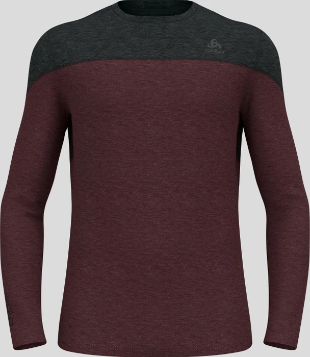 Odlo Revelstoke Performance Wool Warm Baselayer Funktionsshirt langarm black/fudge melange (Herren)