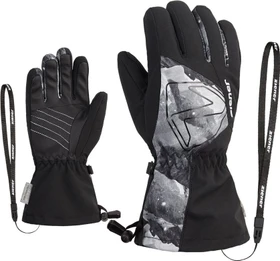 Ziener Laval AS Skihandschuhe black/grey mountain print (Junior)