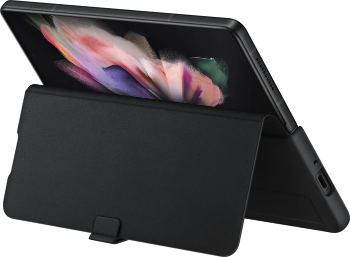 Samsung Leather Flip Cover für Galaxy Z Fold 3 5G schwarz