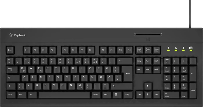 KeySonic KSK-8041U-CR mechanische Full-Size Tastatur, schwarz, mit Kartenleser, USB, DE