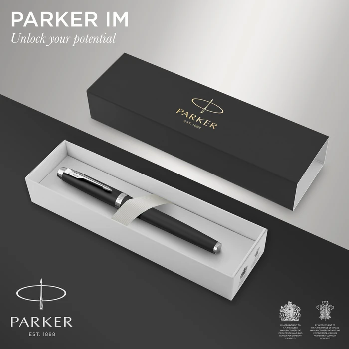 Parker IM Tintenroller (Mine) matte black lacquer/chrome trim, Geschenkbox