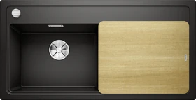 Blanco Zenar XL 6 S InFino Becken links mit Ablauffernbedienung schwarz inkl. Holzschneidebrett