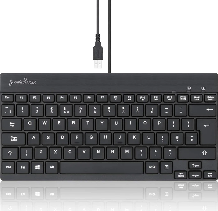 Perixx Periboard-326 Mini, LEDs weiß, schwarz, USB, UK