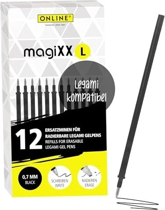 ONLINE magiXX L Refill Gel-Mine 0.7mm schwarz, 12er-Set