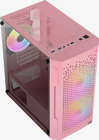 AeroCool Trinity Mini Pink, rosa, Lüfter LED Fixed RGB, Glasfenster