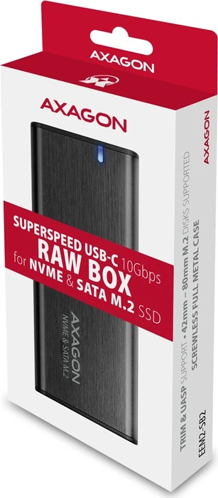 Axagon M.2 Festplattengehäuse, schwarz, M.2 PCIe/SATA, USB-C 3.1