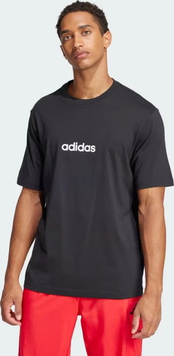 adidas Essentials Linear Single Jersey T-Shirt kurzarm schwarz/weiß (Herren)