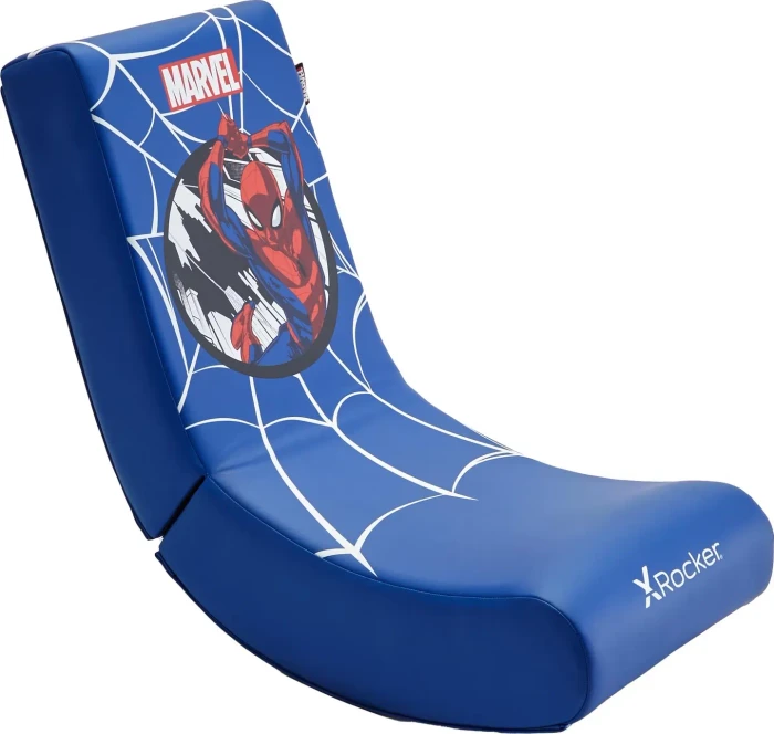 X Rocker Marvel Hero Video Rocker Gaming Bodensessel für Kinder/Jugendliche, Spider-Man blau
