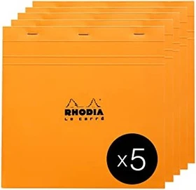 Rhodia Basics Notizblock le carrè, 210x210mm, kariert, orange, 80 Blatt, 5er-Pack