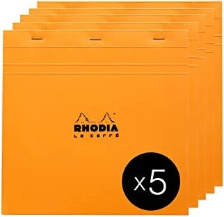 Rhodia Basics Notizblock le carrè, 210x210mm, kariert, orange, 80 Blatt, 5er-Pack