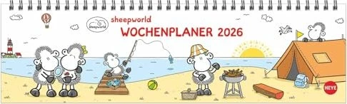Heye Tischkalender 1 Woche/1 Seite 2026, 325x93mm quer, Sheepworld, 56 Blatt
