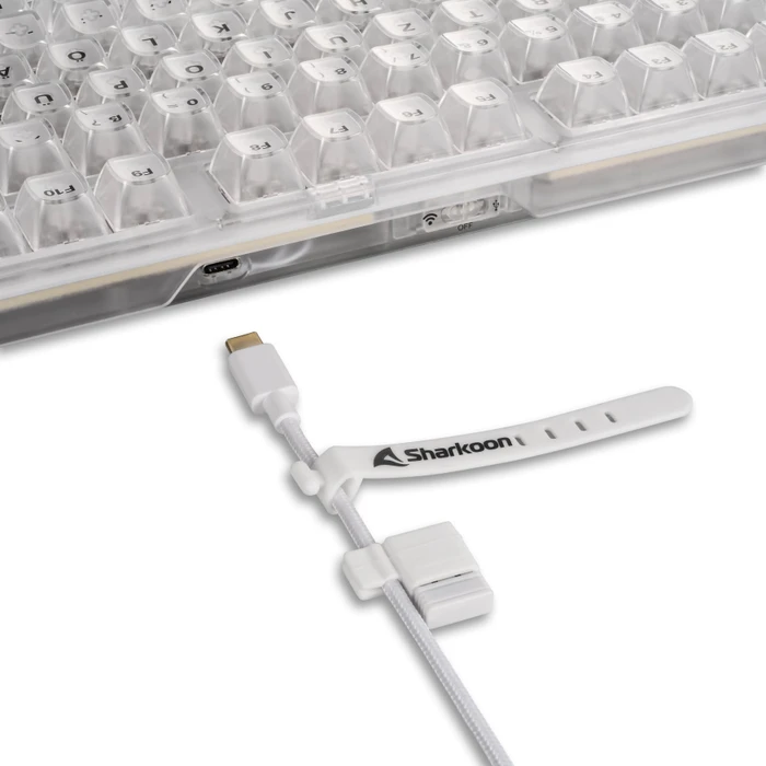 Sharkoon Crystal Shark, White, LEDs RGB, KKT Kang White V3, USB, DE