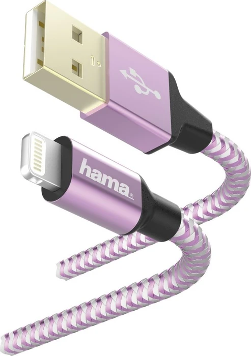 Hama Lade-/Datenkabel Reflective Lightning/USB-A 1.5m lavendel